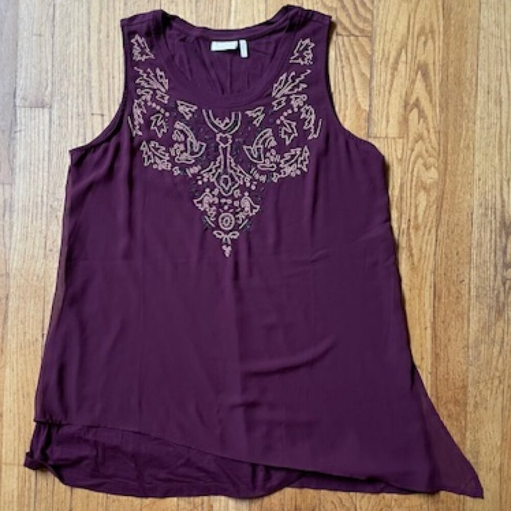 LOGO Sleeveless Layered Tunic with Beading